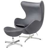 Podstawa aluminiowa Fotel Egg Classic Velvet ciemny szary z podnóżkiem - welur |
