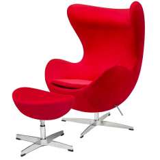 Podstawa aluminiowa Fotel Egg Classic Velvet czerwony z podnóżkiem - welur |