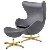 Podstawa Fotel Egg Classic Velvet Gold ciemny szary z podnóżkiem - welur | złota