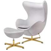 Podstawa Fotel Egg Classic Velvet Gold jasny szary z podnóżkiem - welur | złota