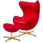 Podstawa Fotel Egg Classic Velvet Gold czerwony z podnóżkiem - welur | złota