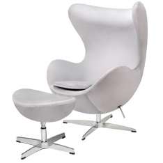 Podstawa aluminiowa Fotel Egg Classic Velvet jasny szary z podnóżkiem - welur |