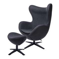 Podstawa Fotel Egg szeroki Black z podnóżkiem ciemny szary 27 - wełna | czarna