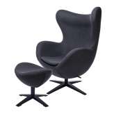 Podstawa Fotel Egg szeroki Black z podnóżkiem ciemny szary 27 - wełna | czarna