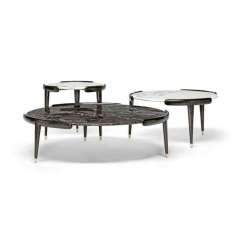 Okrągły marmurowy stolik kawowy z drewnianymi nogami Opera Contemporary AMOS