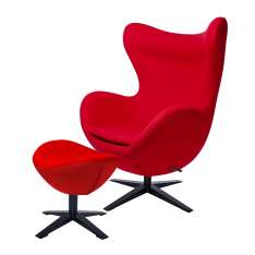 Podstawa Fotel Egg szeroki Black z podnóżkiem czerwony 1 - wełna | czarna