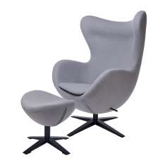Podstawa Fotel Egg szeroki Black z podnóżkiem szary 18 - wełna | czarna
