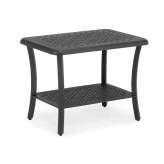 Prostokątny stolik ogrodowy z aluminium pochodzącego z recyklingu ze zintegrowanym stojakiem na czasopisma Oxley's Furniture Sie