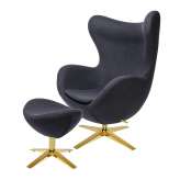 Podstawa Fotel Egg szeroki Gold z podnóżkiem ciemny szary 27 - wełna | złota