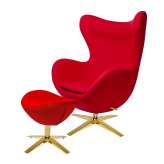 Podstawa Fotel Egg szeroki Gold z podnóżkiem czerwony 1 - wełna | złota