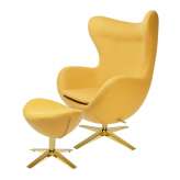 Podstawa Fotel Egg szeroki Gold z podnóżkiem musztardowy 13 - wełna | złota