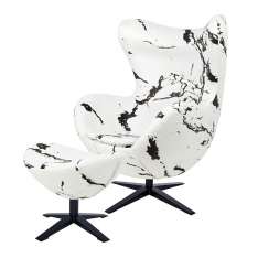 Podstawa Fotel Egg szeroki Marble Black z podnóżkiem - tkanina | czarna