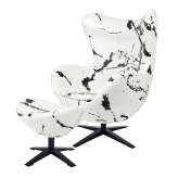 Podstawa Fotel Egg szeroki Marble Black z podnóżkiem - tkanina | czarna