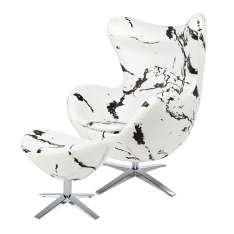 Podstawa Fotel Egg szeroki Marble z podnóżkiem - tkanina | stal