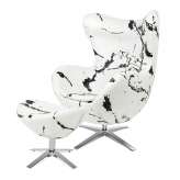 Podstawa Fotel Egg szeroki Marble z podnóżkiem - tkanina | stal