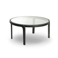 Okrągły stolik kawowy z drewna i szkła Passoni Genea COFFEE TABLE GLASS TOP