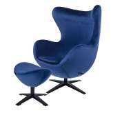 Podstawa Fotel Egg szeroki Velvet Black z podnóżkiem ciemny niebieski 49 - welur | czarna