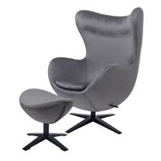 Podstawa Fotel Egg szeroki Velvet Black z podnóżkiem ciemny szary 40 - welur | czarna