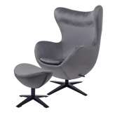 Podstawa Fotel Egg szeroki Velvet Black z podnóżkiem ciemny szary 40 - welur | czarna