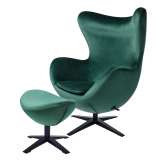 Podstawa Fotel Egg szeroki Velvet Black z podnóżkiem ciemny zielony 18 - welur | czarna