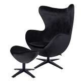 Podstawa Fotel Egg szeroki Velvet Black z podnóżkiem czarny 50 - welur | czarna