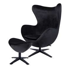 Podstawa Fotel Egg szeroki Velvet Black z podnóżkiem czarny 50 - welur | czarna
