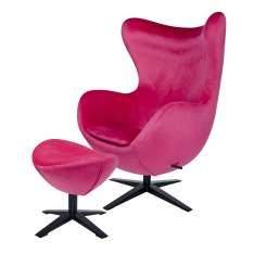 Podstawa Fotel Egg szeroki Velvet Black z podnóżkiem fuksja 33 - welur | czarna
