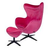 Podstawa Fotel Egg szeroki Velvet Black z podnóżkiem fuksja 33 - welur | czarna