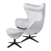 Podstawa Fotel Egg szeroki Velvet Black z podnóżkiem jasny szary 37 - welur | czarna