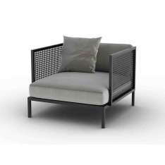 Metalowy fotel ogrodowy tapicerowany z podłokietnikami Piermaria Garden armchair