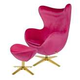 Podstawa Fotel Egg szeroki Velvet Gold z podnóżkiem fuksja 33 - welur | złota