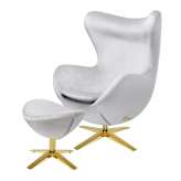 Podstawa Fotel Egg szeroki Velvet Gold z podnóżkiem jasny szary 37 - welur | złota