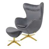Podstawa Fotel Egg szeroki Velvet Gold z podnóżkiem ciemny szary 40 - welur | złota