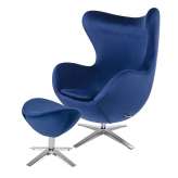 Podstawa Fotel Egg szeroki Velvet z podnóżkiem ciemny niebieski 49 - welur | stal