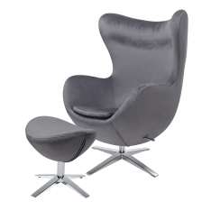 Podstawa Fotel Egg szeroki Velvet z podnóżkiem ciemny szary 40 - welur | stal