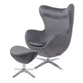 Podstawa Fotel Egg szeroki Velvet z podnóżkiem ciemny szary 40 - welur | stal