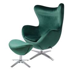 Podstawa Fotel Egg szeroki Velvet z podnóżkiem ciemny zielony 18 - welur | stal