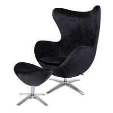Podstawa Fotel Egg szeroki Velvet z podnóżkiem czarny 50 - welur | stal