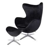 Podstawa Fotel Egg szeroki Velvet z podnóżkiem czarny 50 - welur | stal