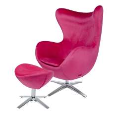 Podstawa Fotel Egg szeroki Velvet z podnóżkiem fuksja 33 - welur | stal