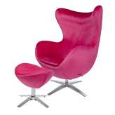 Podstawa Fotel Egg szeroki Velvet z podnóżkiem fuksja 33 - welur | stal