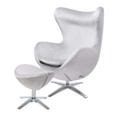 Podstawa Fotel Egg szeroki Velvet z podnóżkiem jasny szary 37 - welur | stal