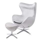 Podstawa Fotel Egg szeroki Velvet z podnóżkiem jasny szary 37 - welur | stal