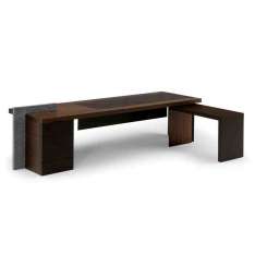 Prostokątne drewniane biurko z szufladami Poltrona Frau H_O DESK