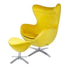 Podstawa Fotel Egg szeroki Velvet z podnóżkiem żółty 20 - welur | stal