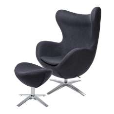 Podstawa Fotel Egg szeroki z podnóżkiem ciemny szary 27 - wełna | stal