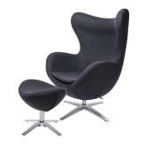 Podstawa Fotel Egg szeroki z podnóżkiem ciemny szary 27 - wełna | stal