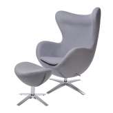 Podstawa Fotel Egg szeroki z podnóżkiem szary 18 - wełna | stal