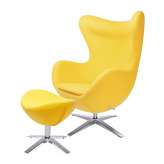 Podstawa Fotel Egg szeroki z podnóżkiem żółty 5 - wełna | stal