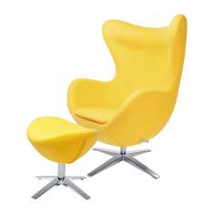Podstawa Fotel Egg szeroki z podnóżkiem żółty 5 - wełna | stal
